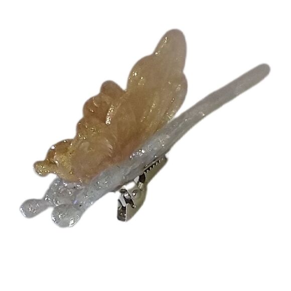 Glitter Gold Silver Butterfly Ornament Clip On Christmas Taiwan Plastic Crafts - Picture 9 of 15